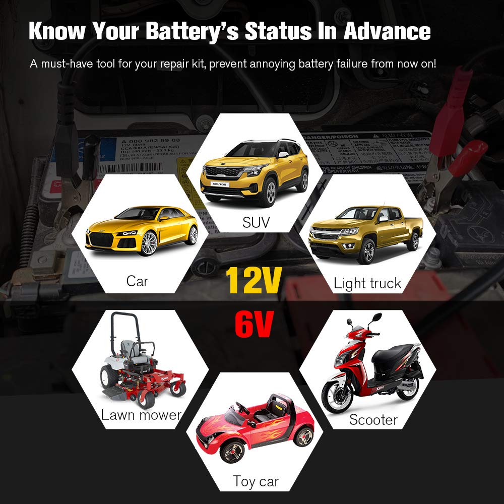 Amazon.co.jp: KONNWEI KW650 6V 12V 車用バッテリーテスター 100-2000